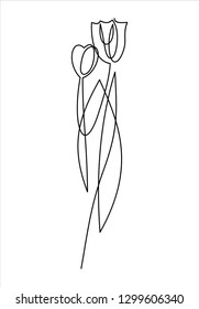 Tulip one line drawing. Continuous line flower. 