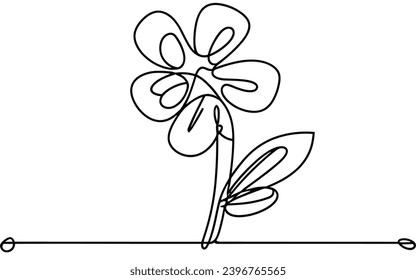 Tulip one line drawing.Abstract flower continuous line. Minimalist contour drawing of tulip. Continuous line drawing of flower tulip.