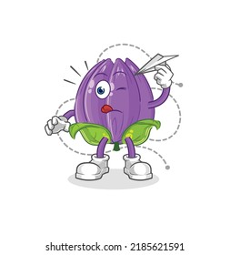 the tulip with paper plane character. cartoon mascot vector