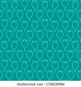 Tulip pattern blue seamless mint vivid color aligned hand drawn line soft baby children fabric 