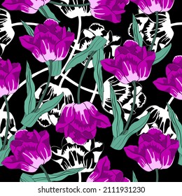 Tulip pattern. Seamless pattern. floral pattern. 