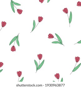 Tulip pattern vector. Flower background