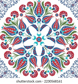 tulip patterned ottoman tile pattern