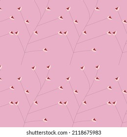 Tulip pink flower seamless pattern with pink background.