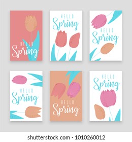 Tulip pink, red and orange spring vector design, colorful concept