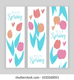Tulip pink, red and orange spring vector design, colorful concept