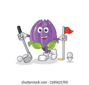 el tulipán jugando al vector de golf. personaje de caricatura