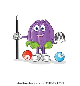 the tulip plays billiard character. cartoon mascot vector