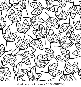 tulip poplar leaves vector seamless pattern with white background. Great for wallpaper,backgrounds,gifts,surface pattern design,packaging design projects, stationary,fabric