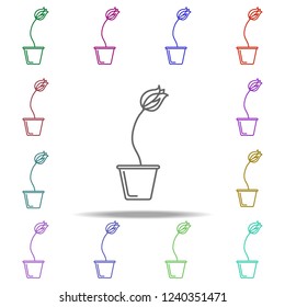tulip in pot outline icon. Elements of Flower in multi color style icons. Simple icon for websites, web design, mobile app, info graphics