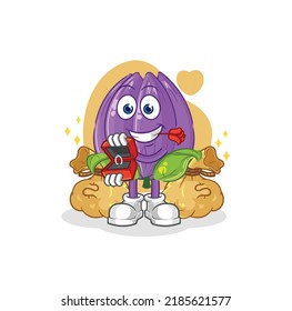 the tulip propose with ring. cartoon mascot vector