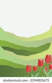 Tulip Red Japanese Pattern Background