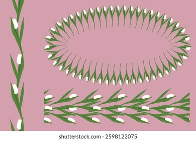 Tulip ribbons set isolated on lilac