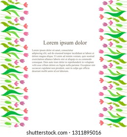 Tulip romantic colorful seamless pattern, Lorem Ipsum. Pink flower, green leaves stock vector illustration design element stock vector illustration for web, for print