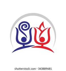 tulip and rose logo with flag of US and turkey. logo vector.