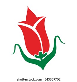 tulip and rose logo with flag of US and turkey. logo vector.