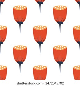 Tulip in Scandinavian style, seamless pattern background. Design for fabric, wrapping, textile, wallpaper, apparel.