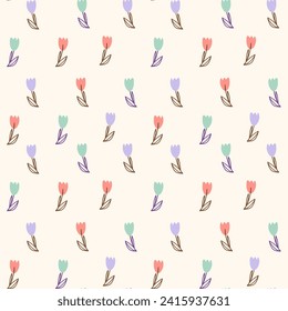 tulip seamless parttern. Pattern for textiles, wrapping paper, wallpapers, backgrounds