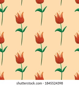 diseño de patrones sin fisuras de tulipán. Puede utilizarse para imprimir, plantillas, tela, presentación, textil, banner, afiche, papel tapiz, papel digital, scrapbook, descarga instantánea