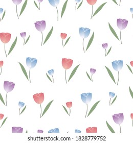 Tulip seamless pattern Flower background Colorful designs used for prints, fashions, wallpapers, fabrics, textiles.