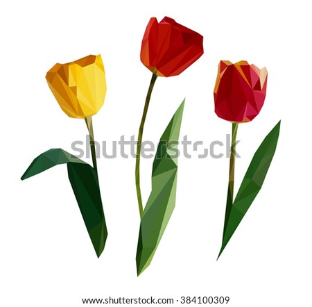 Tulip set the art, vector polygonal art