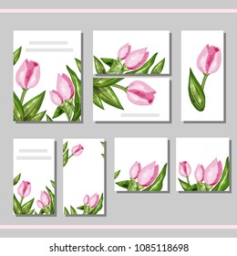 Tulip set with visit cards and greeting templates