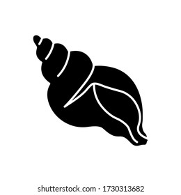 Tulip shell black glyph icon. Exotic gastropod cockleshell, conchology silhouette symbol on white space. Fasciolaria tulipa. Empty molluscan animal conch, sea shell vector isolated illustrations