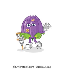 the tulip sick with limping stick. cartoon mascot vector