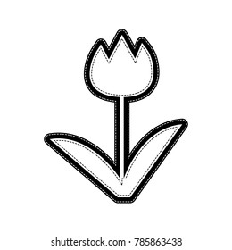 Tulip sign. Vector. Flat style black icon on white.