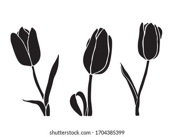 Tulip Silhouette Black Color Isolated On Stock Vector (Royalty Free ...