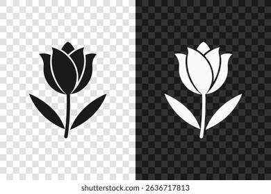 Tulip silhouette icon logo isolated on transparent background. Vector illustration.
