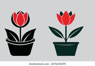 Ilustrador de Arte vectorial de silueta tulipán .