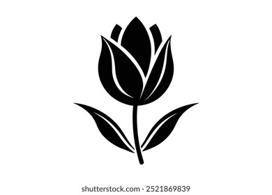 tulipán Silueta Vector fondo blanco y negro.