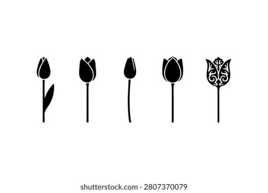 Tulip Silhouette Vector Collection Set
