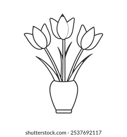 
Tulipa silhueta vetor ilustração arte design logotipo ícone. Ícone gráfico plano de flor de símbolo. Desenho à mão em forma de arte. Estilo do vetor da silhueta do ícone do logotipo da tulipa com fundo branco.