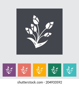 Tulip. Single flat icon on the button. Vector illustration.