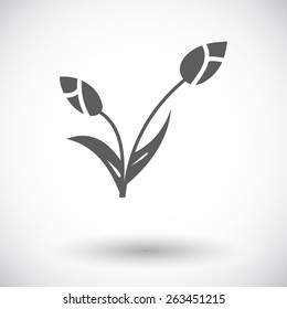 Tulip. Single flat icon on white background. Vector illustration.