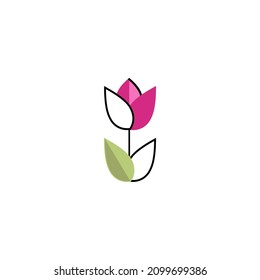 Tulip Feder Blumen Design Element.  rosafarbene, zarte Vektorgrafik