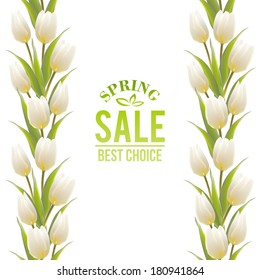 Tulip spring flowers bouquet for sale. Vector illustration.