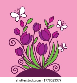 Tulip is a stylized pattern of flowers.