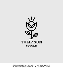 Ilustración vectorial de Plantilla de diseño de icono de logotipo de tulipán sol