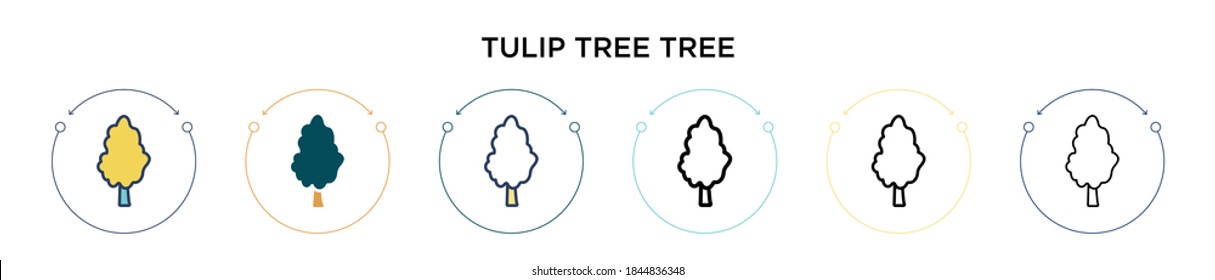 Tulip tree tree icon in filled, thin line, outline and stroke style. Vector illustration of two colored and black tulip tree tree vector icons designs can be used for mobile, ui, web