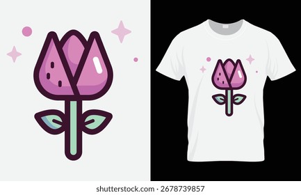 Tulip t-shirt design template printing vector art illustrator