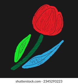 Tulip. Vector art print, element for design.