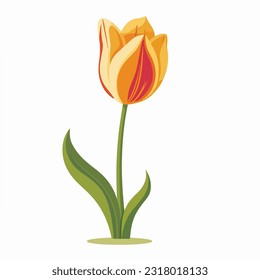 tulip vector flat color white background