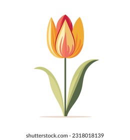 tulip vector flat color white background