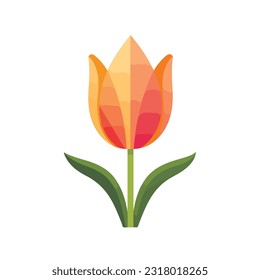 tulip vector flat color white background