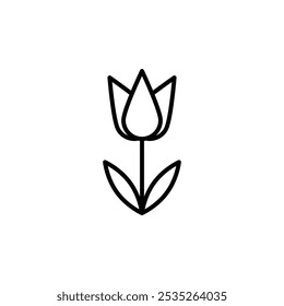 Icono de Vector de tulipán. Trazo negro editable.