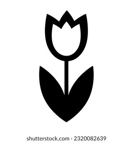 Tulip vector icon, flat flower illustration for logo, isolated clip art