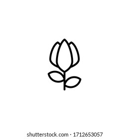 Icono de vector Tulip en lineal, icono de contorno aislado en fondo blanco